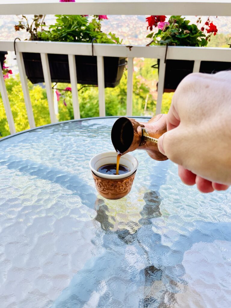 Pouring traditional Bosnian coffee